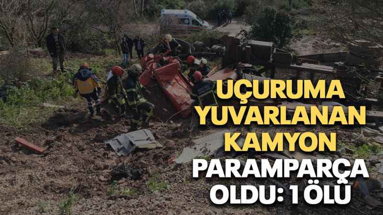 Uçuruma yuvarlanan kamyon paramparça oldu: 1 ölü